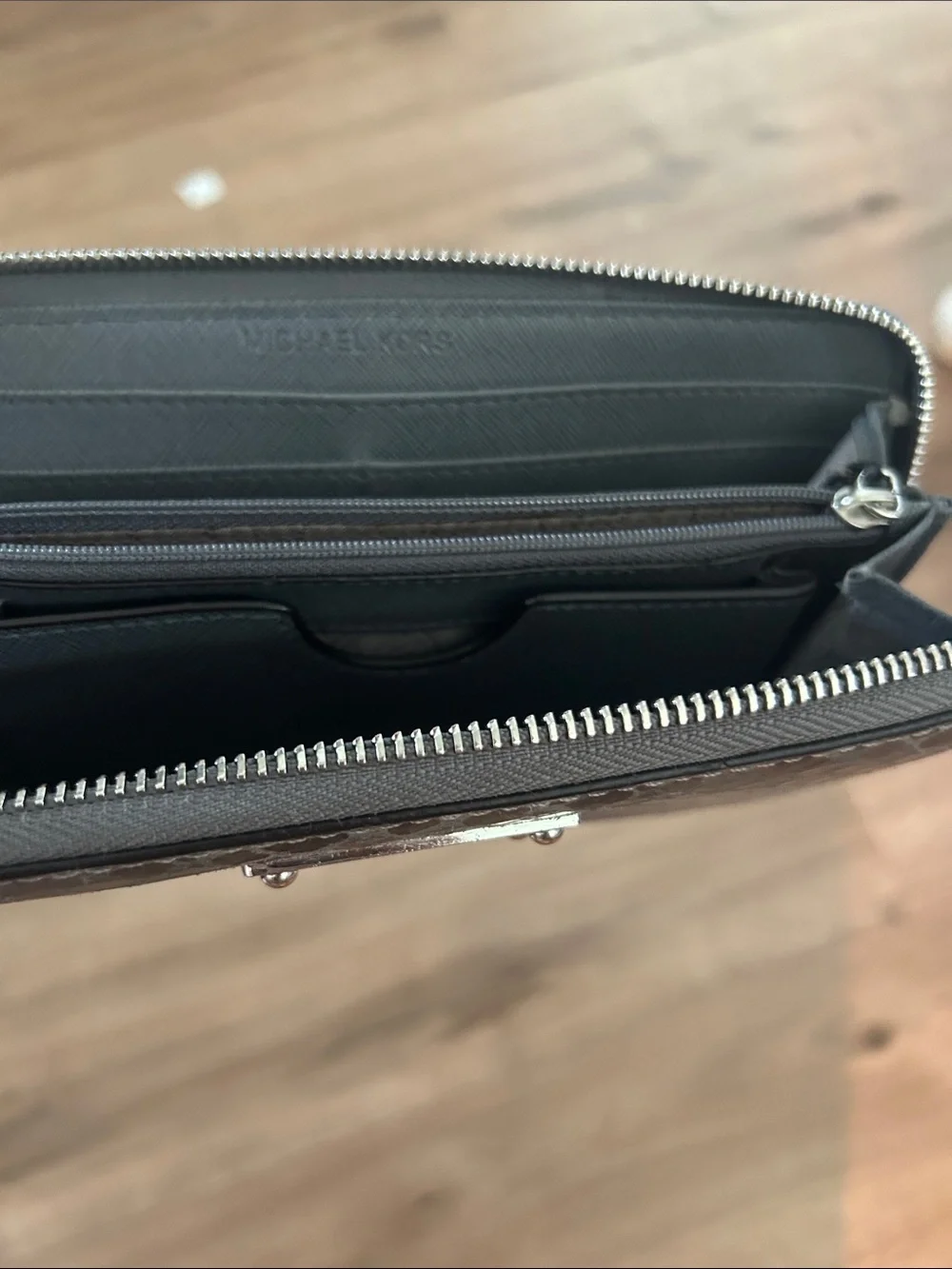 Michael Kors Gray Snake-Embossed Zip Around Wallet